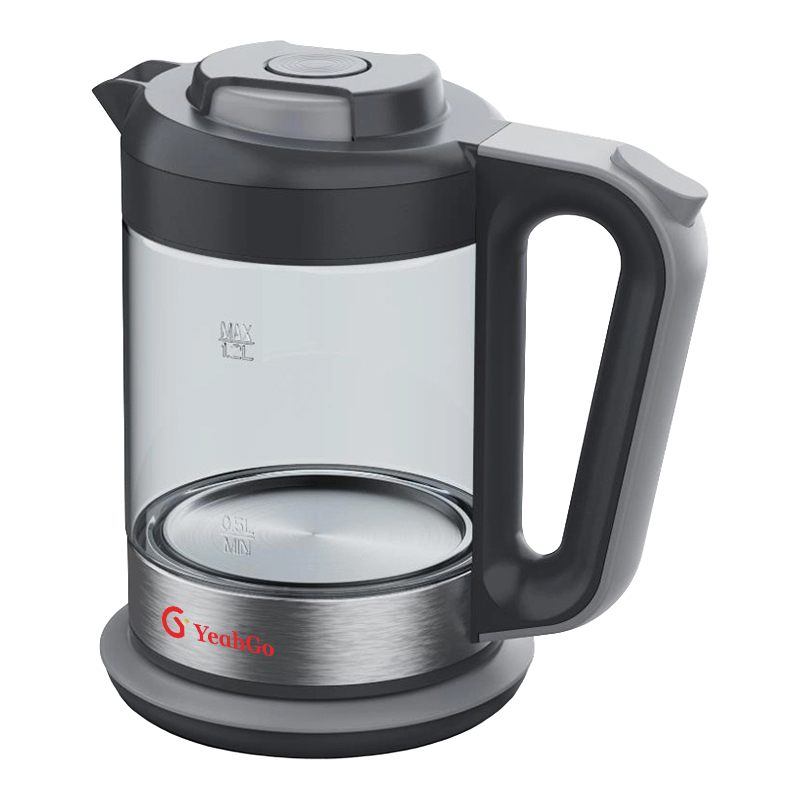 1.0L Anti-Tip High Borosilicate Glass Electric Kettle with protruding power base